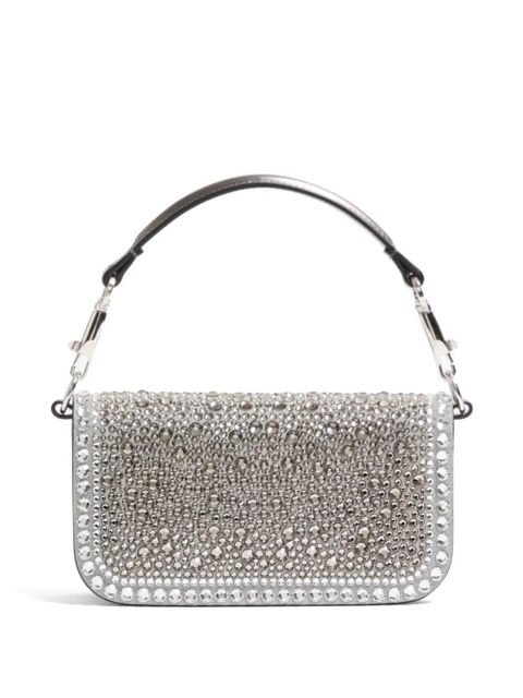 Valentino Garavani small Locò shoulder bag with rhinestones - Silver