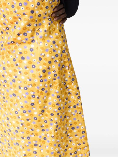 Miu Miu flower-print buttoned poplin midi dress - Yellow