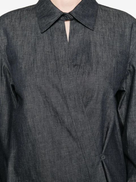 FENDI wrap-effect denim shirt - Blue