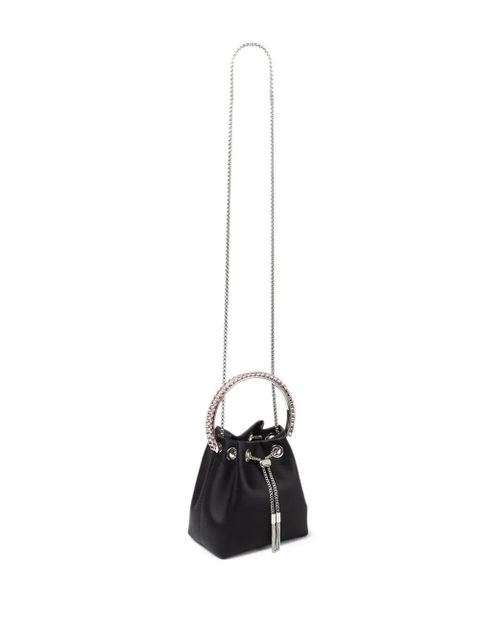Jimmy Choo Bon Bon crystal-embellished satin bag - Black