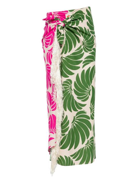 FARM Rio fringe floral-print skirt - Green - zdjęcie produktu nr 1