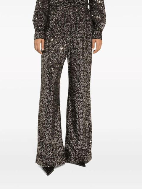 Dolce & Gabbana sequinned wide-leg trousers - Black