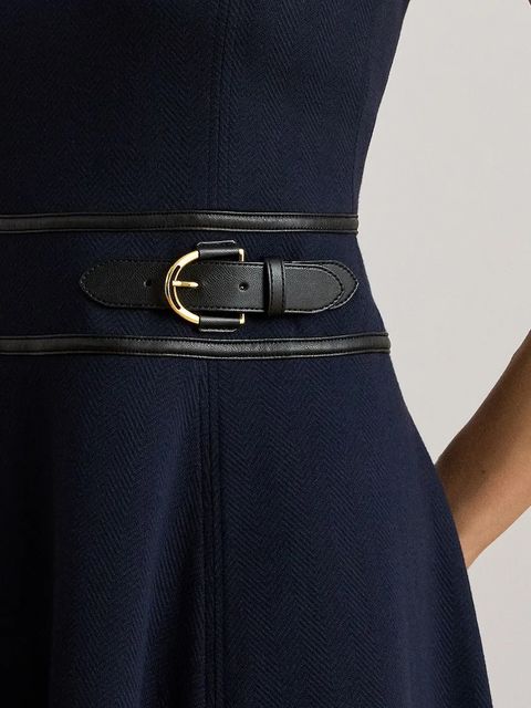 Lauren Ralph Lauren sukienka kolor granatowy midi rozkloszowana 200P03728