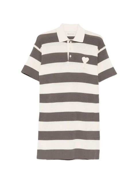 AMI Paris striped heart appliqué dress - Grey - zdjęcie produktu nr 1
