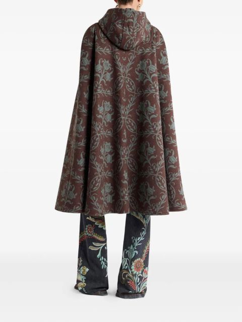 ETRO hooded floral-pattern cape - Red