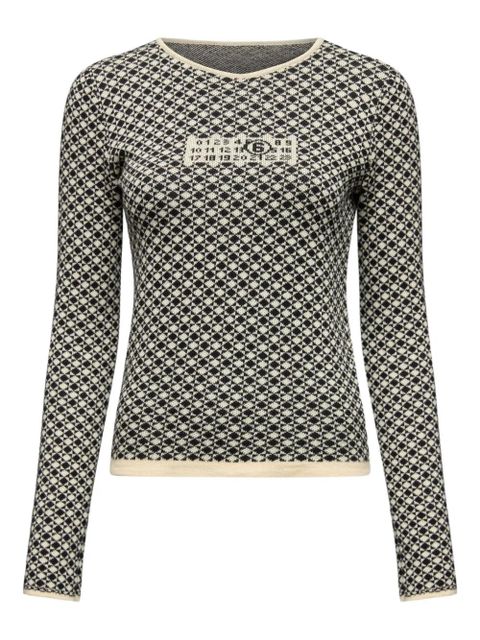 MM6 Maison Margiela intarsia-knit long-sleeve T-shirt - White - zdjęcie produktu nr 1