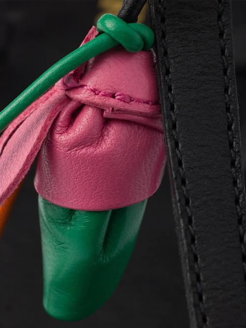 Prada antiqued leather thong sandals with floral ornament - Black