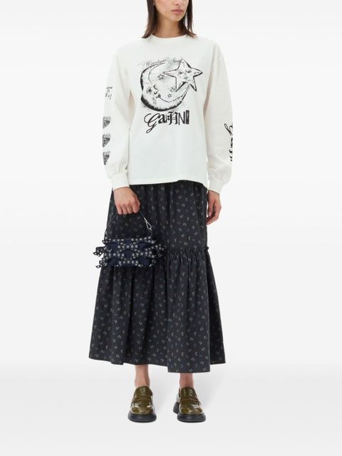 GANNI floral-print smock maxi skirt - Black