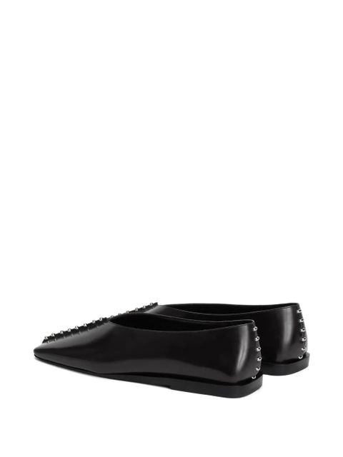 Jil Sander studded pointed-toe flats - Black