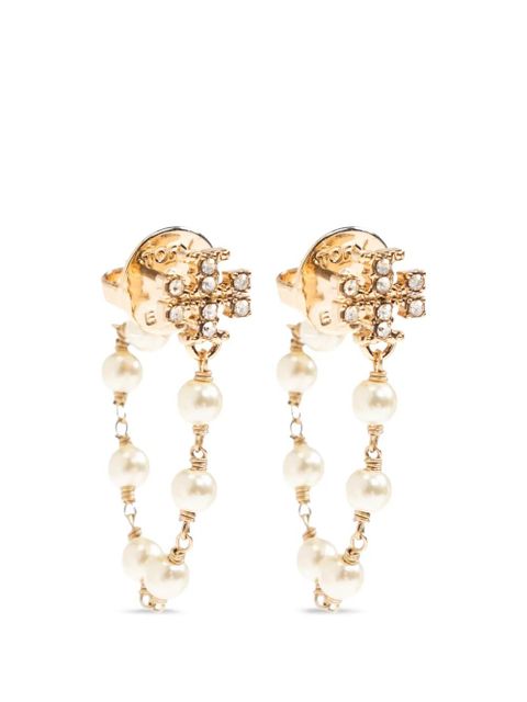 Tory Burch Moondance Pearl and Chain earrings - Gold - zdjęcie produktu nr 1