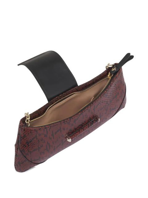 Jimmy Choo snake-print leather shoulder bag - Brown