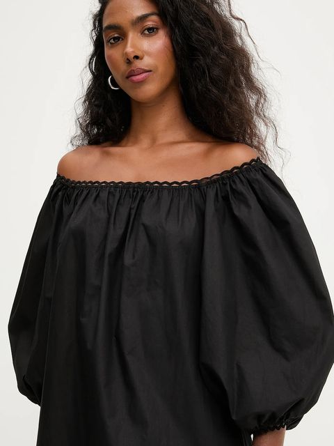 Answear.LAB sukienka bawełniana kolor czarny midi rozkloszowana