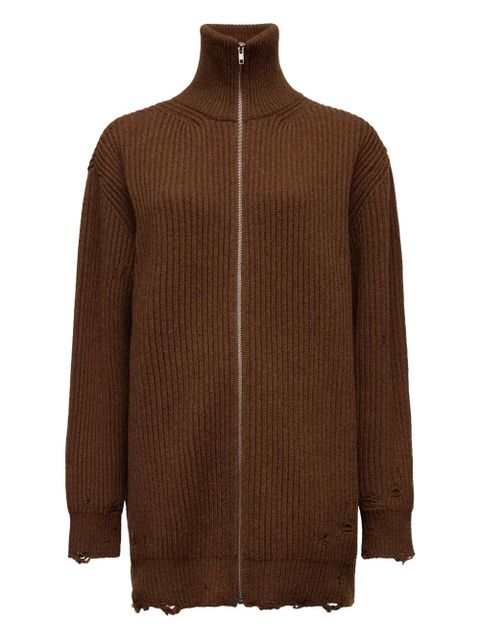 MM6 Maison Margiela ribbed zip-up cardigan - Brown - zdjęcie produktu nr 1