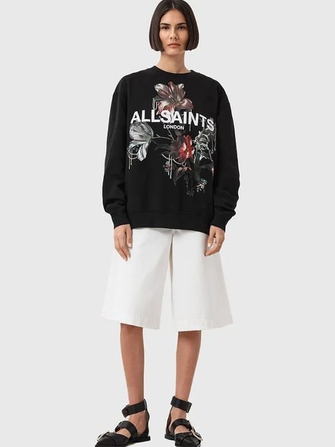 AllSaints bluza bawełniana ANIA damska kolor czarny wzorzysta W144JD