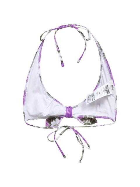 Chloé bow rose-print bikini top - Purple - zdjęcie produktu nr 2