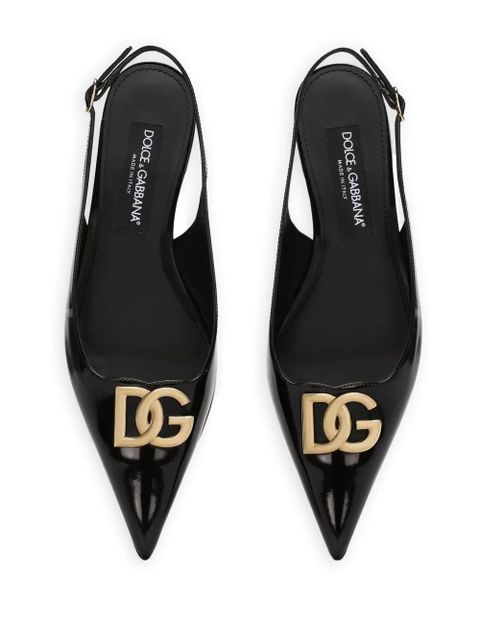 Dolce & Gabbana DG logo-plaque slingback ballerina shoes - Black