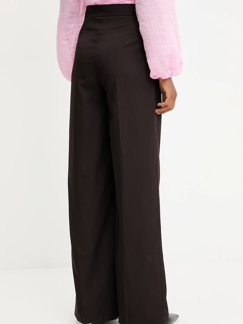 Answear.LAB spodnie damskie kolor brązowy proste high waist