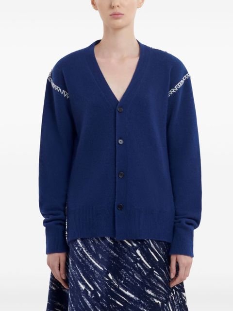 Marni whipstitch-trim cardigan - Blue - zdjęcie produktu nr 2