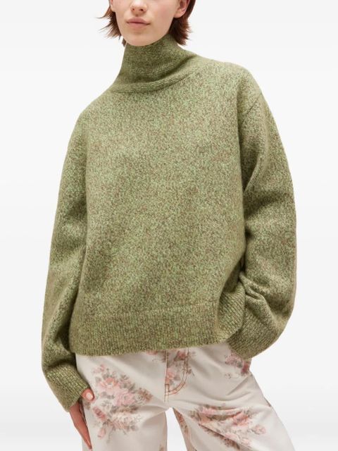 GANNI high-neck brushed pullover - Green