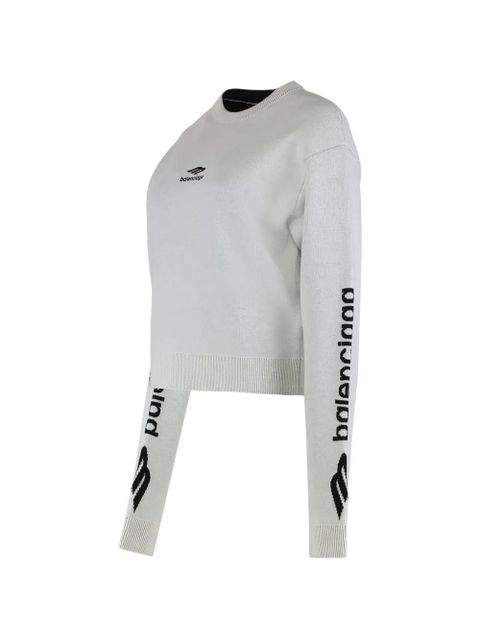 Balenciaga 3B Sports Icon cropped crew-neck sweater - White