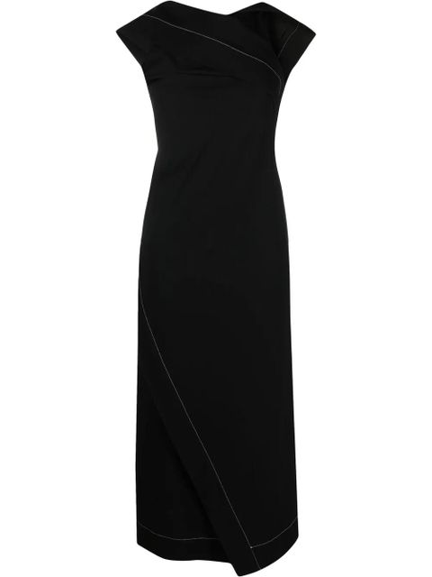 Jil Sander contrast stitching draped dress - Black - zdjęcie produktu nr 1