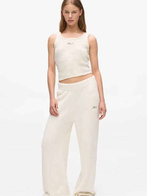 Karl Lagerfeld spodnie dresowe damskie kolor beżowy gładkie A4W44005 - zdjęcie produktu nr 1