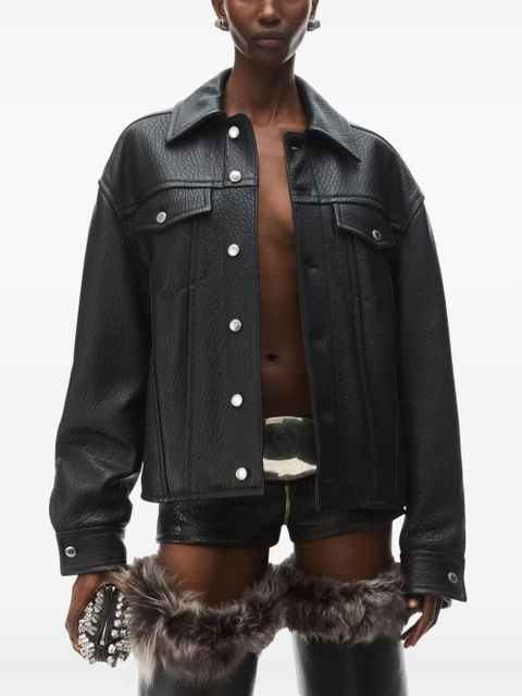 Alexander Wang curved-sleeve leather jacket - Black