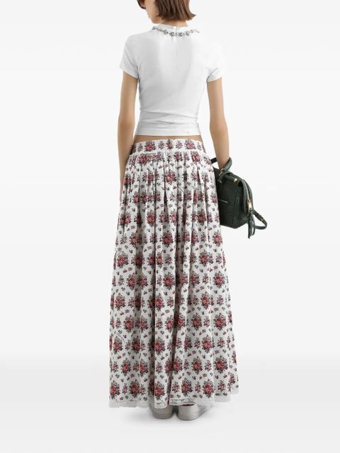 Dolce & Gabbana floral drawstring maxi skirt - White