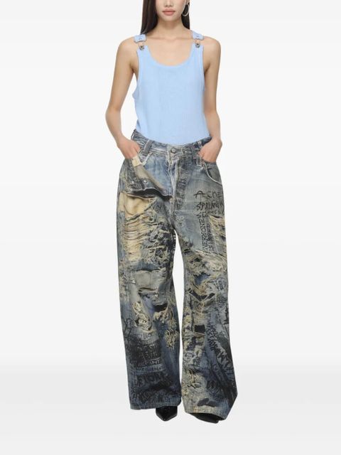 Jean Paul Gaultier ribbed-knit cotton vest - Blue