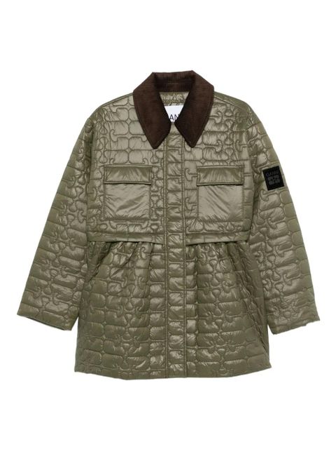 GANNI corduroy collar quilted jacket - Green - zdjęcie produktu nr 1