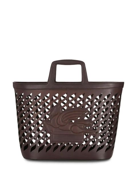 ETRO Pegaso-motif laser-cut tote - Brown - zdjęcie produktu nr 1