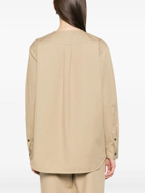 TOTEME collarless cotton shirt - Neutrals