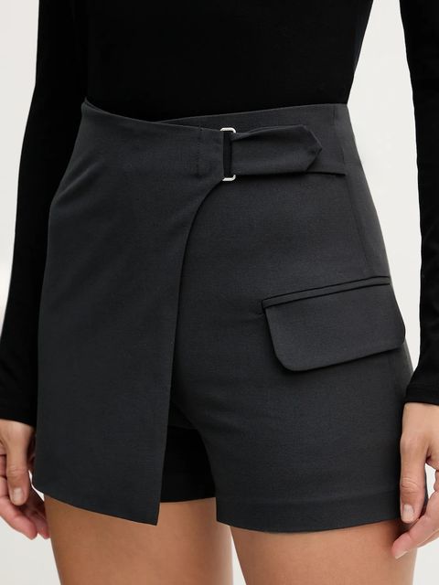 Sisley szorty damskie kolor szary gładkie high waist 483QL901T