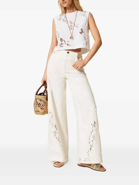 TWINSET lace-panelled top - White