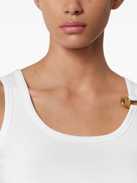 Versace Safety Pin ribbed tank top - White
