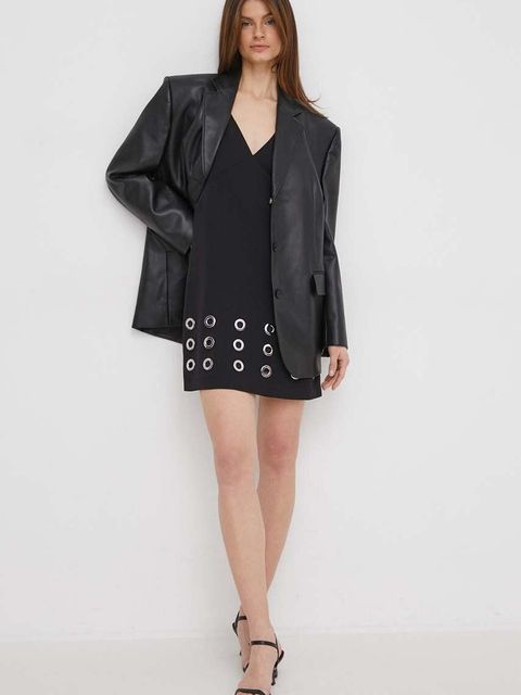 Sisley sukienka kolor czarny mini prosta