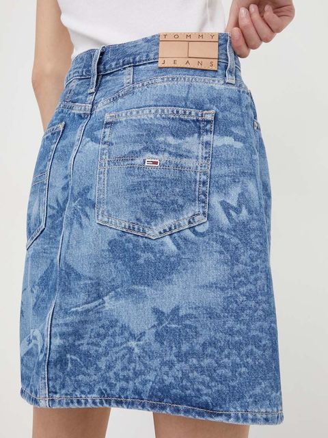 Tommy Jeans spódnica jeansowa kolor niebieski mini prosta DW0DW17671