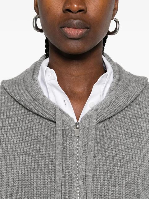 Maje zip-front knitted hoodie - Grey