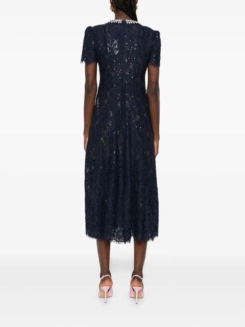 Self-Portrait sequin-embellished lace dress - Blue