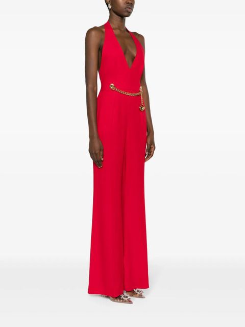 Moschino padlock-detail halterneck jupsuit - Red