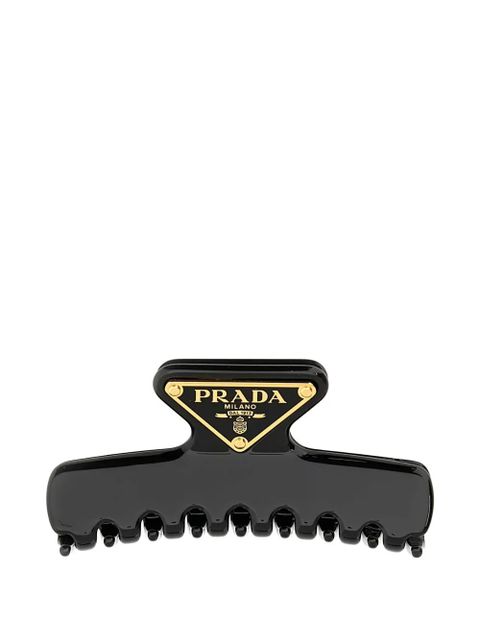 Prada triangle-logo hair clip - Black