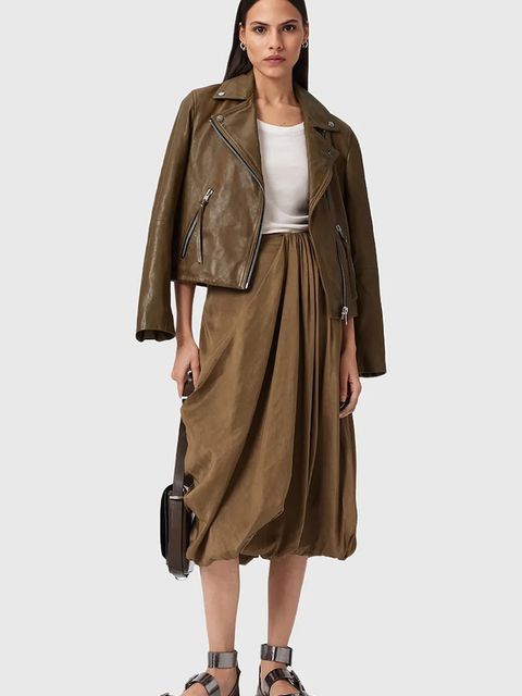 AllSaints kurtka skórzana DALBY BIKER damska kolor brązowy W099LB