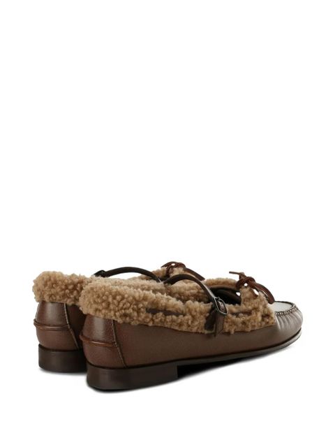 Hereu shearling-trimmed buckle loafers - Brown
