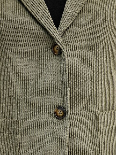 United Colors of Benetton marynarka sztruksowa kolor zielony jednorzędowa gładka 2Q5GDW03I - zdjęcie produktu nr 2