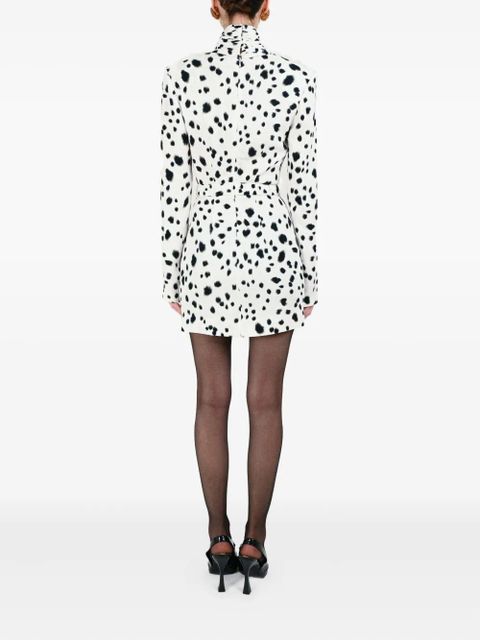 Rowen Rose dalmatian draped-collar mini dress - White