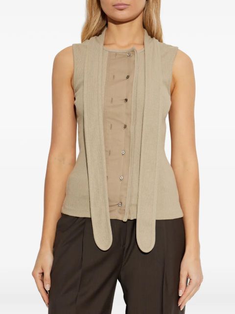 LEMAIRE scarf-detail ribbed top - Neutrals