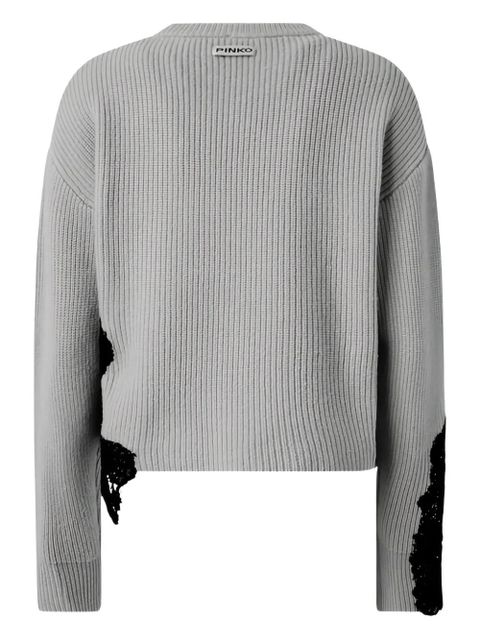 PINKO lace-detail ribbed sweater - Grey - zdjęcie produktu nr 2