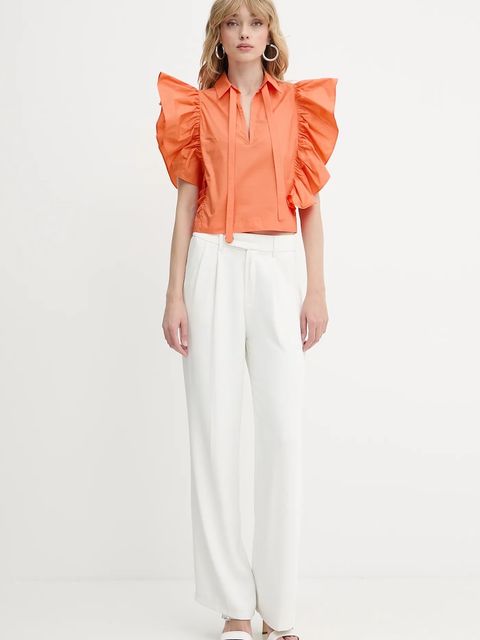 Silvian Heach bluzka bawełniana SUHAT damska kolor pomarańczowy gładka CVP25028CA