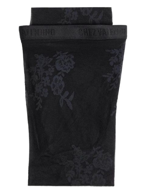 Valentino Garavani floral-embroidered tights - Black
