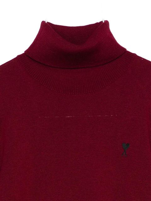 AMI Paris heart-logo turtleneck sweater - Red - zdjęcie produktu nr 2